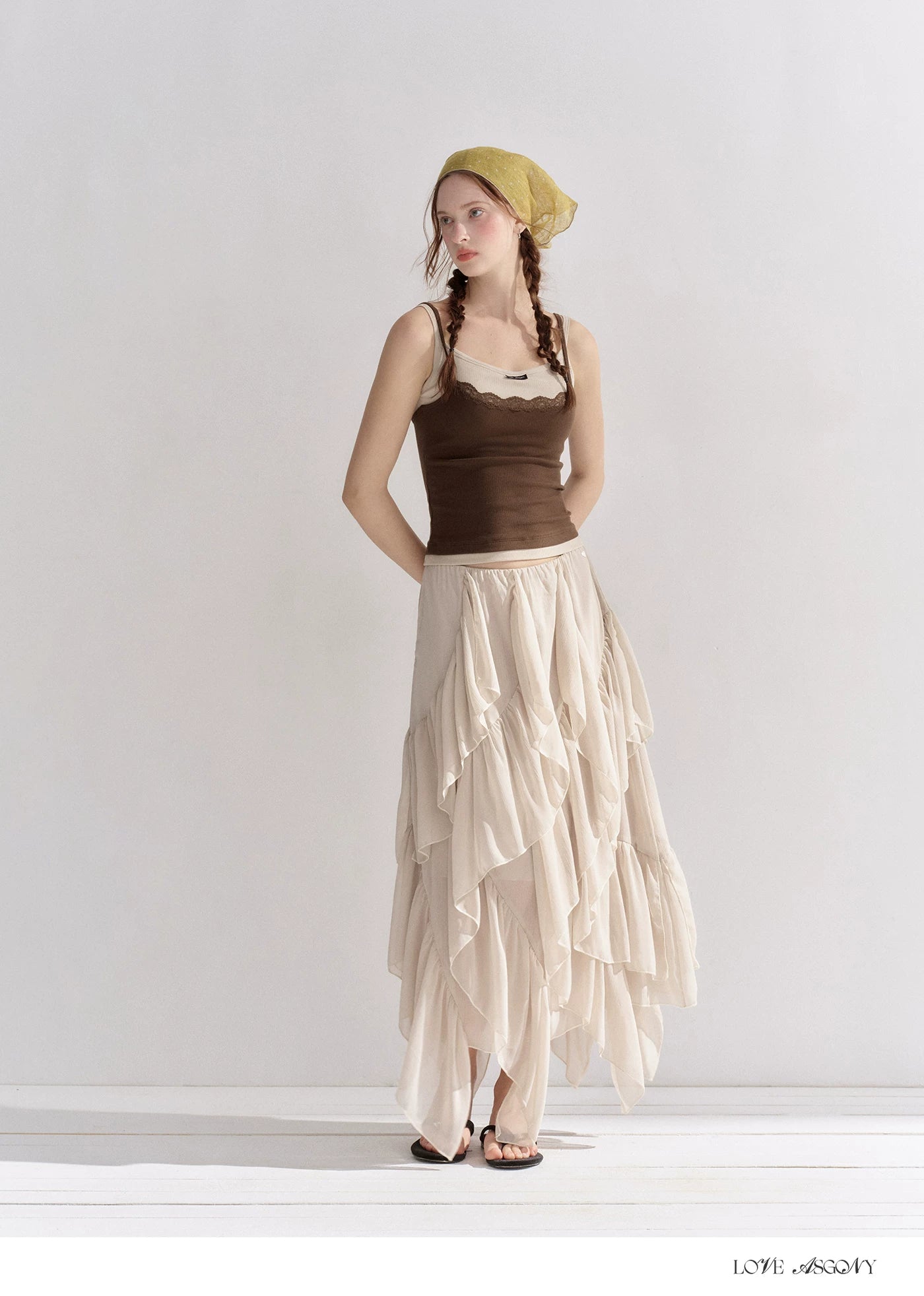 Irregular Ruffle Edge Chiffon Skirt