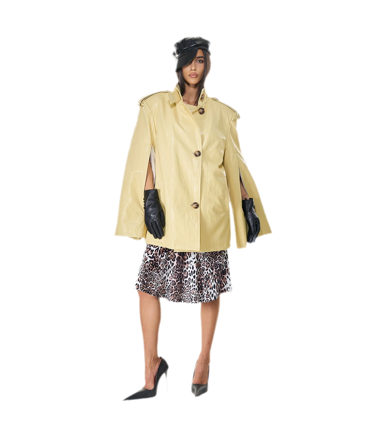 Glossy PU Cape Coat