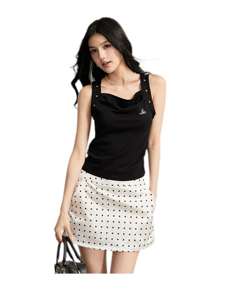 Lace Polka Dot Mini Skirt