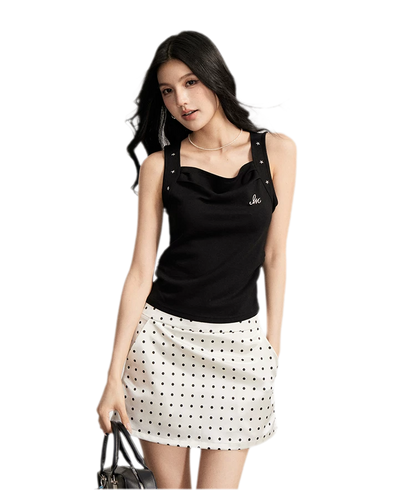 Lace Polka Dot Mini Skirt
