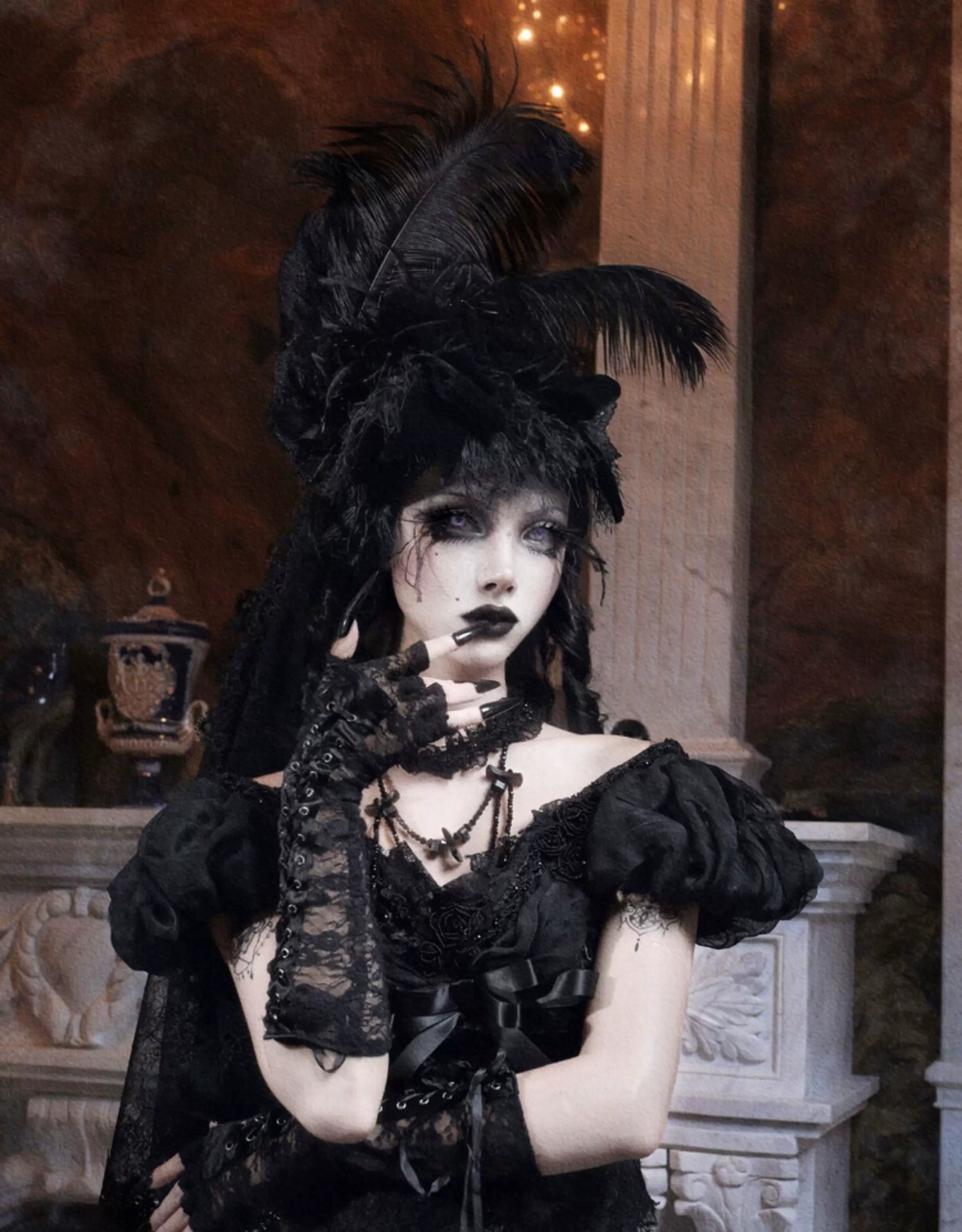 Feather Veil Gothic Hat