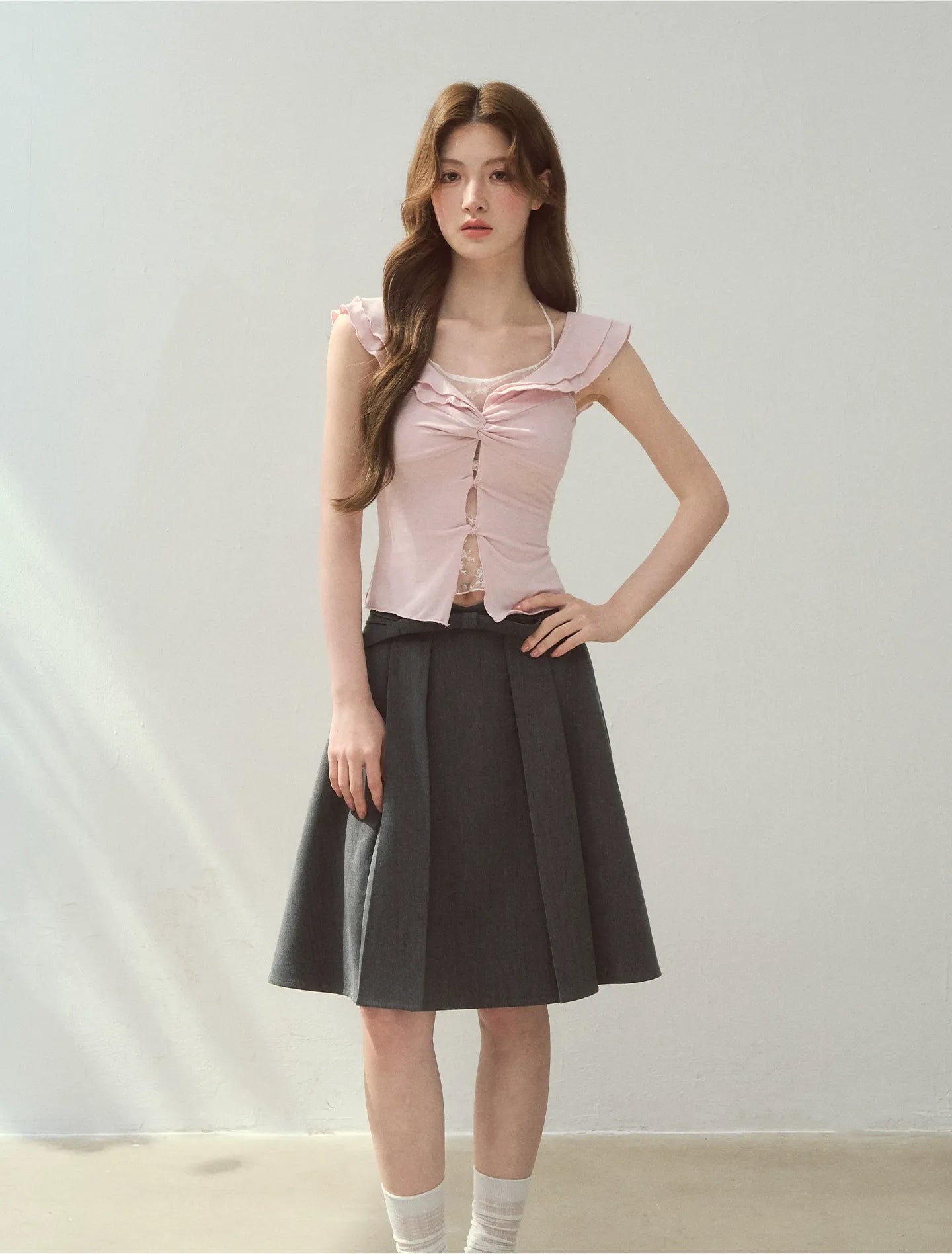 Ruffle Knot Fitted Top
