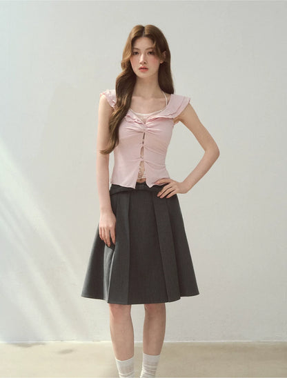 Ruffle Knot Fitted Top