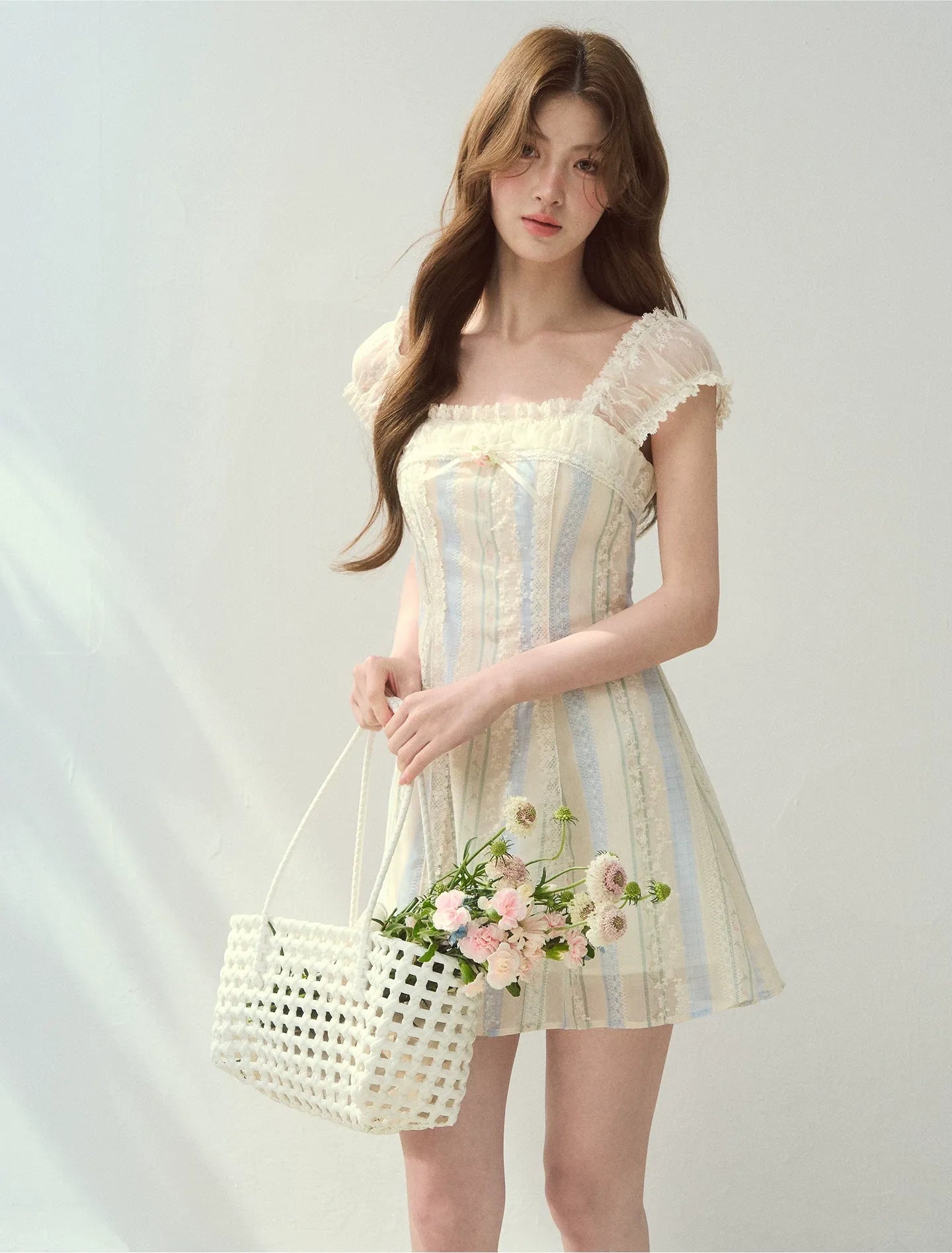 Floral Stripe A-Line Dress