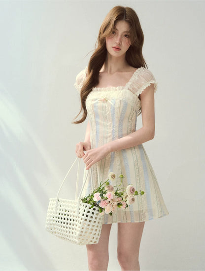 Floral Stripe A-Line Dress