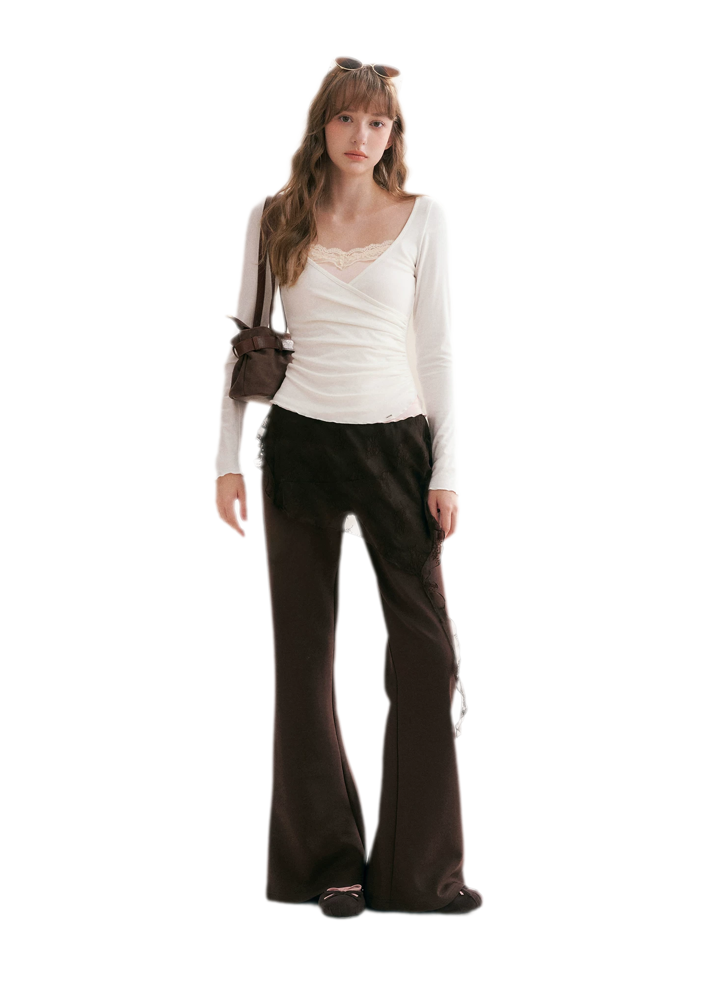 Lace Crossover Slim T-Shirt