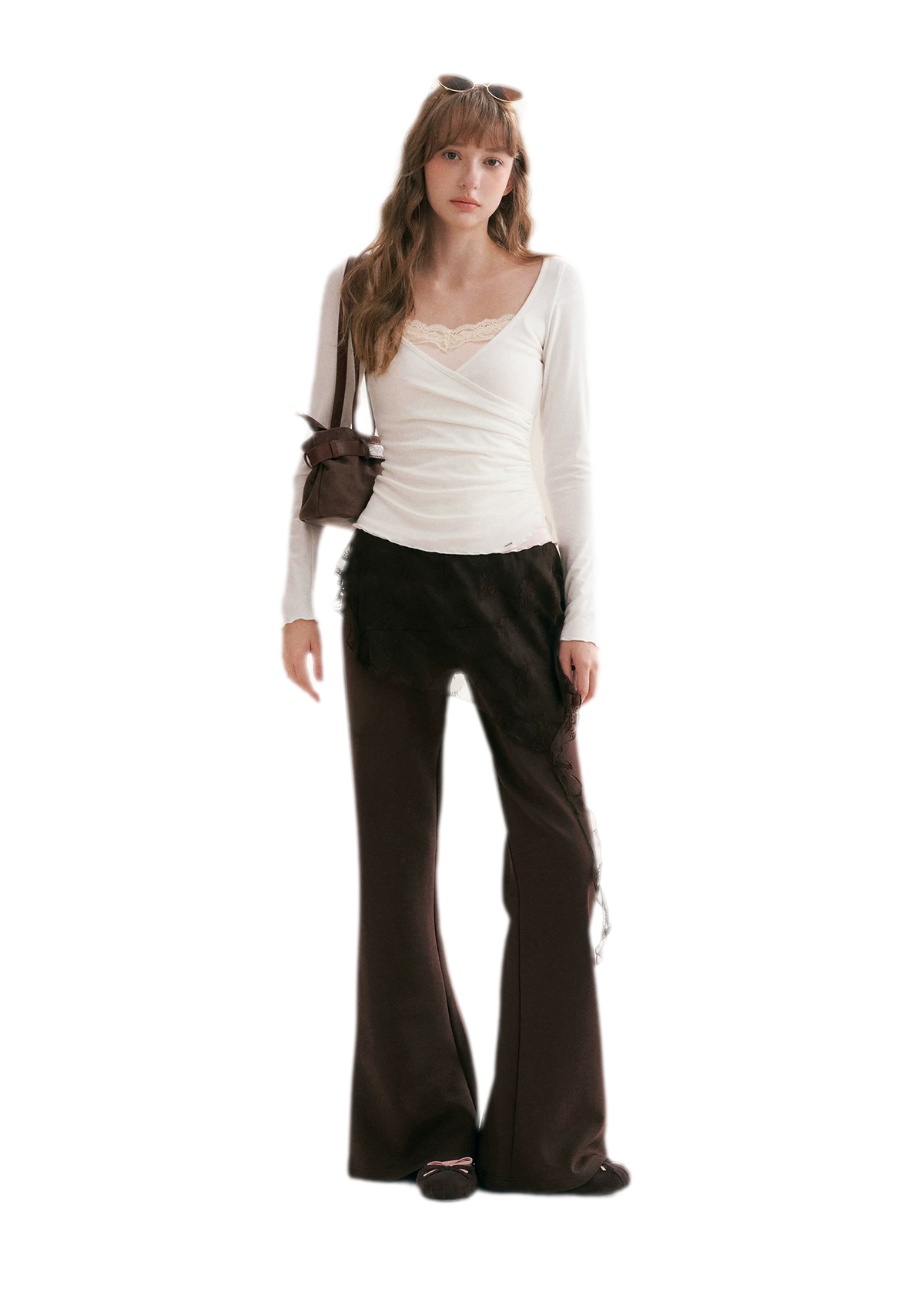 Lace Crossover Slim T-Shirt