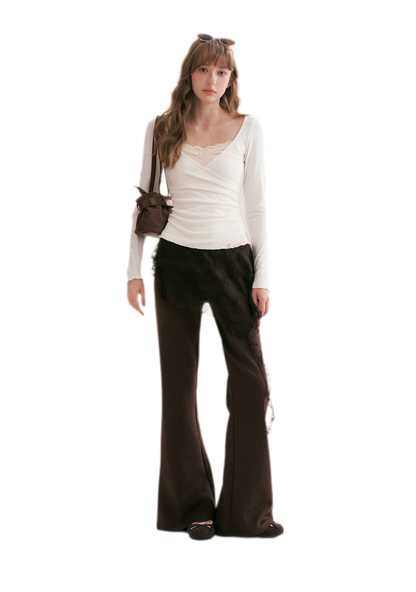 Lace Crossover Slim T-Shirt