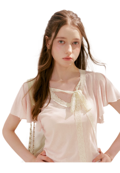 Snowflake Tencel Linen Lace T-shirt