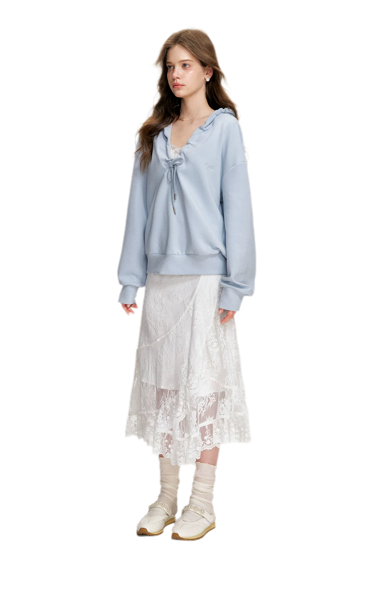 Cotton-Feel Ruched Oversized Hoodie