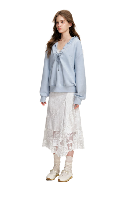Cotton-Feel Ruched Oversized Hoodie