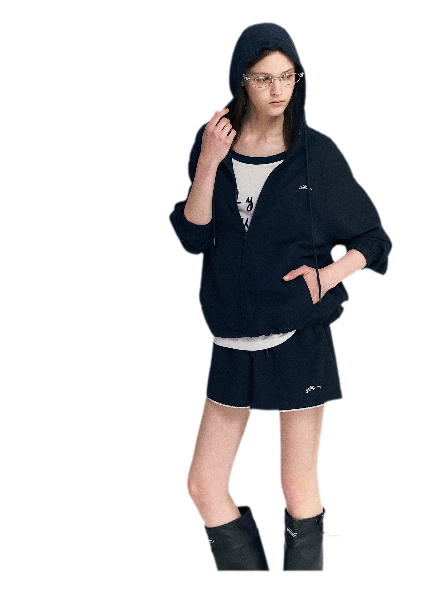 Lace Trim Drawstring Set