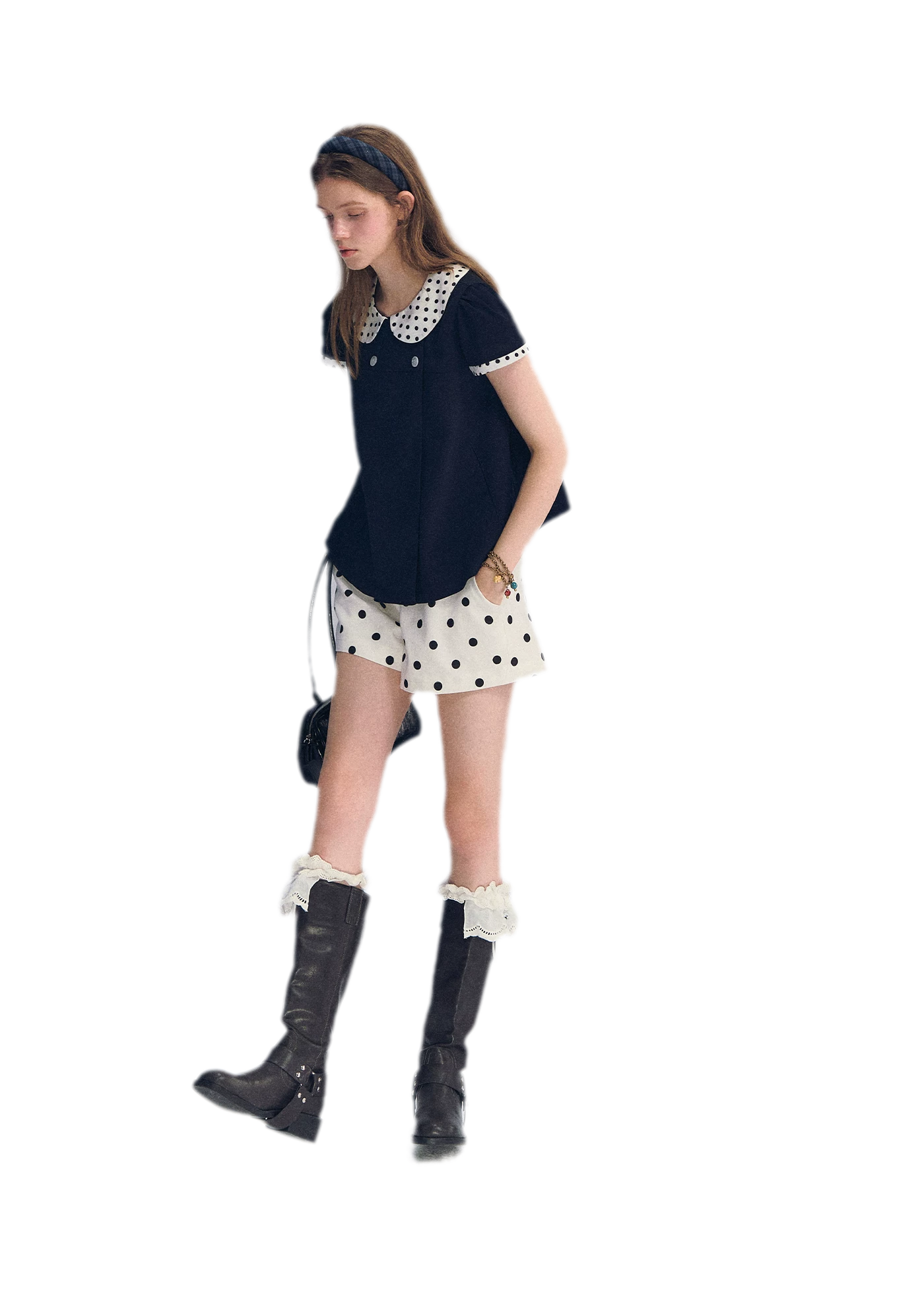 Polka Dot Doll Collar Top