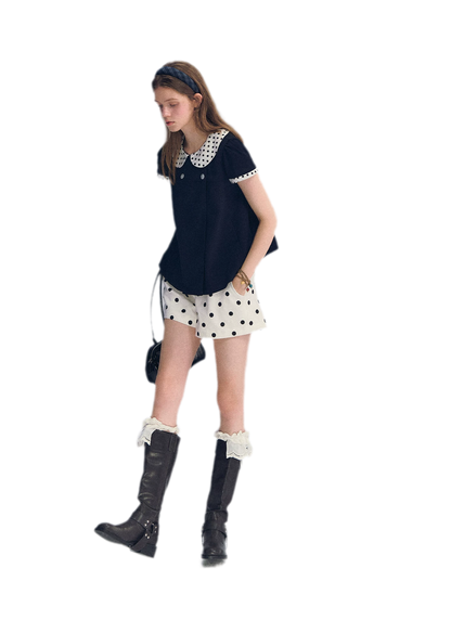 Polka Dot Doll Collar Top