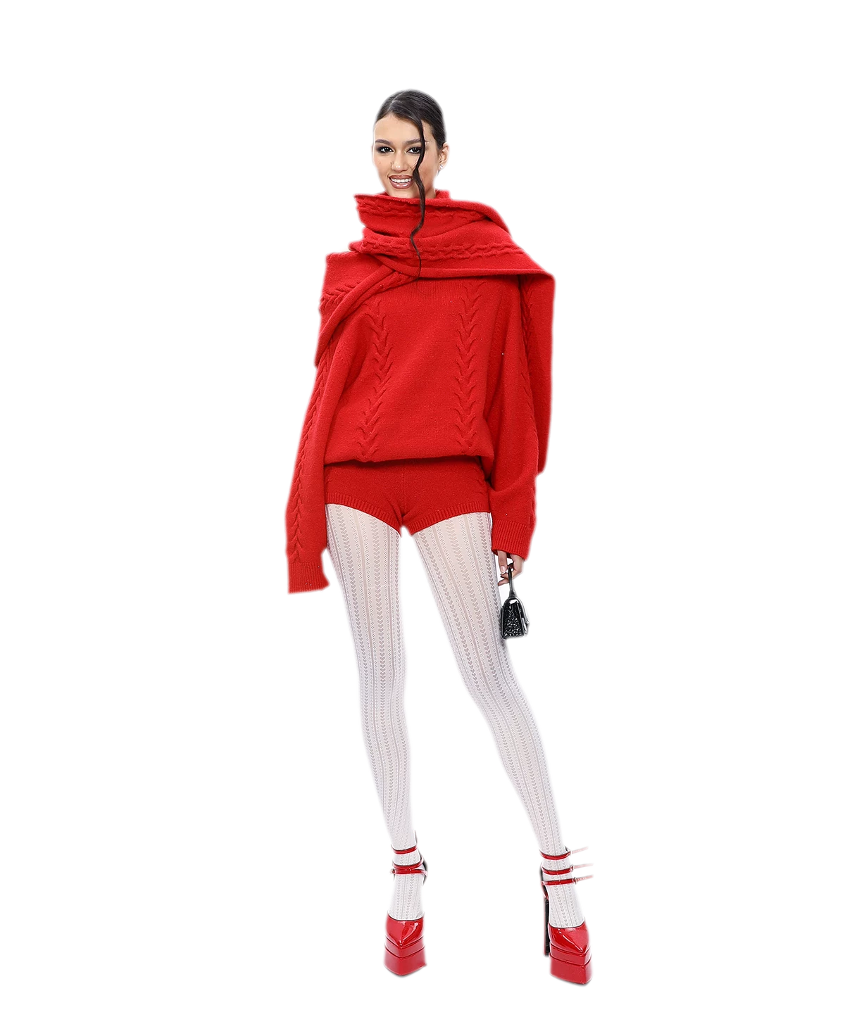 Conjunto de punto trenzado afelpado
