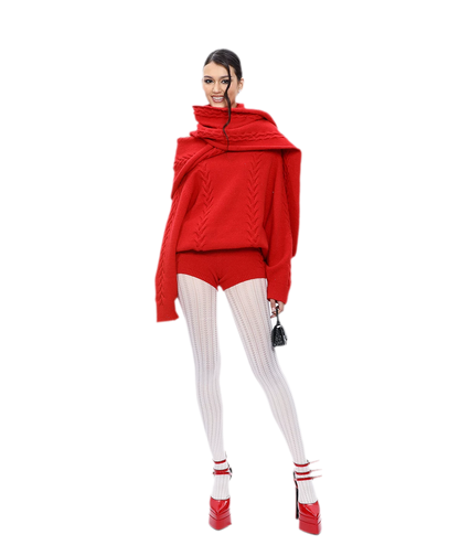 Conjunto de punto trenzado afelpado