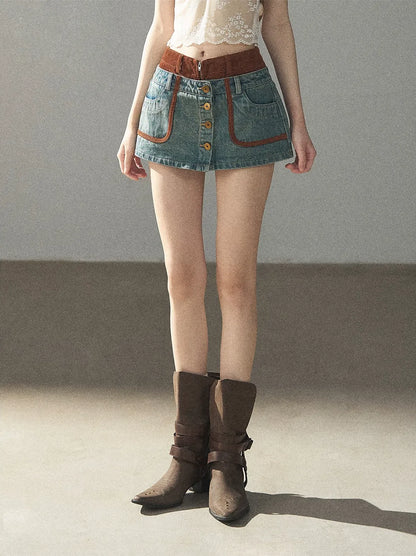 Washed Denim Jacket Skirt Set