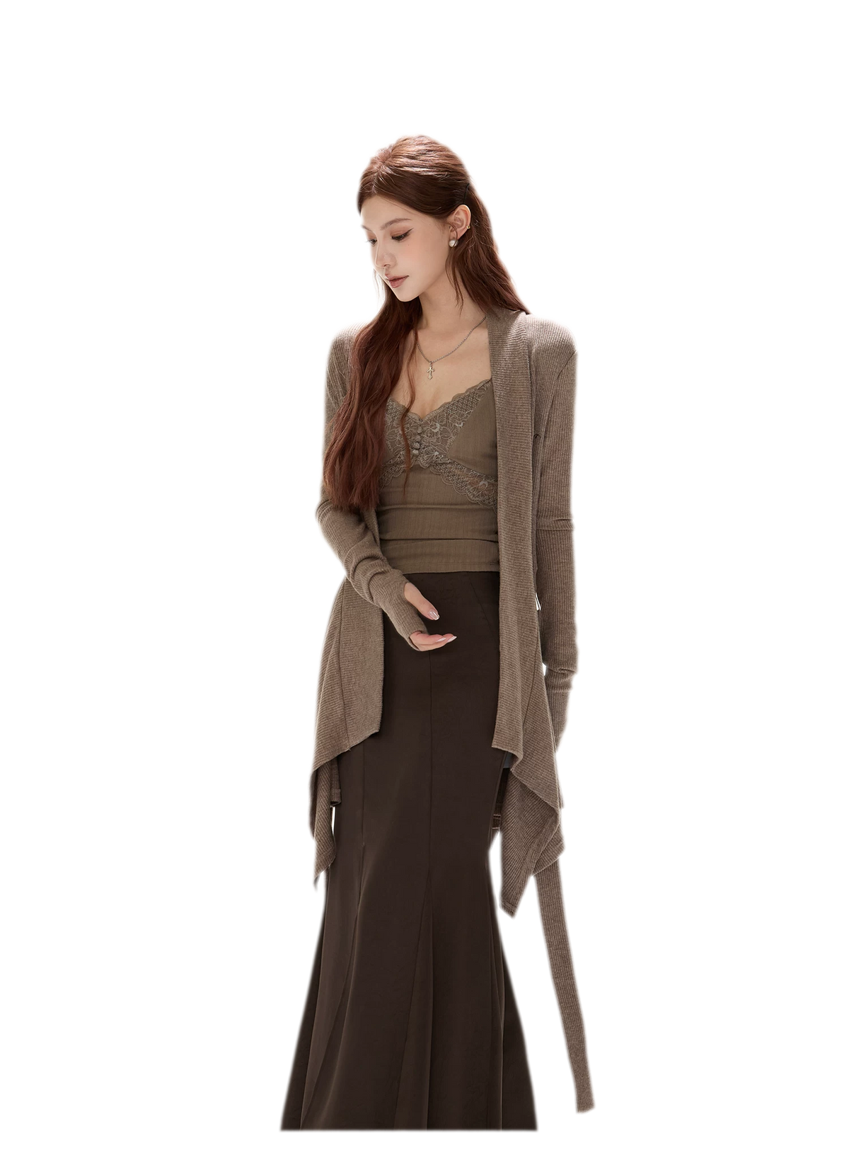 Matte Drape Irregular Hem Cardigan