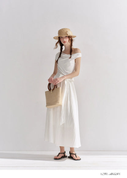 Lace-Trim Off-Shoulder Tie Dress