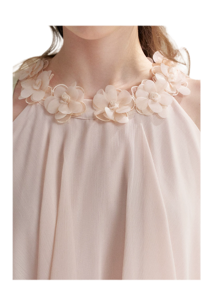 Chiffon Floral Halter Long Dress