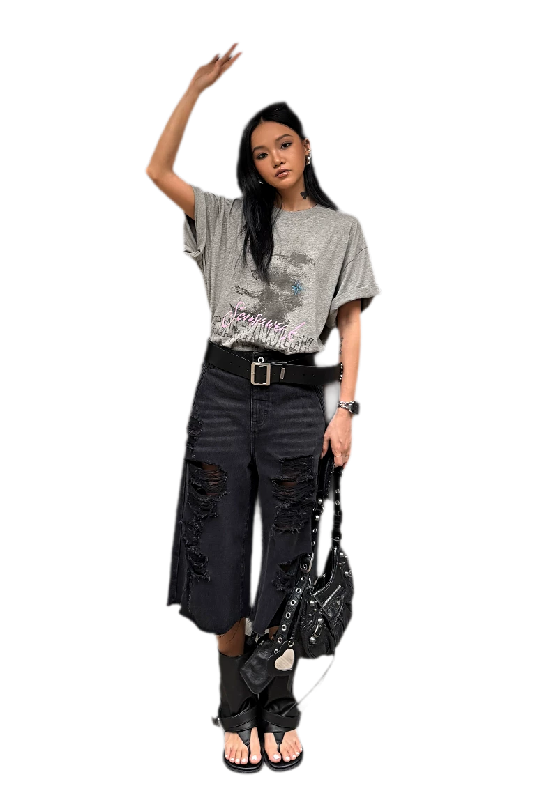 Cotton Rhinestone Graphic T-Shirt