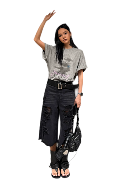 Cotton Rhinestone Graphic T-Shirt