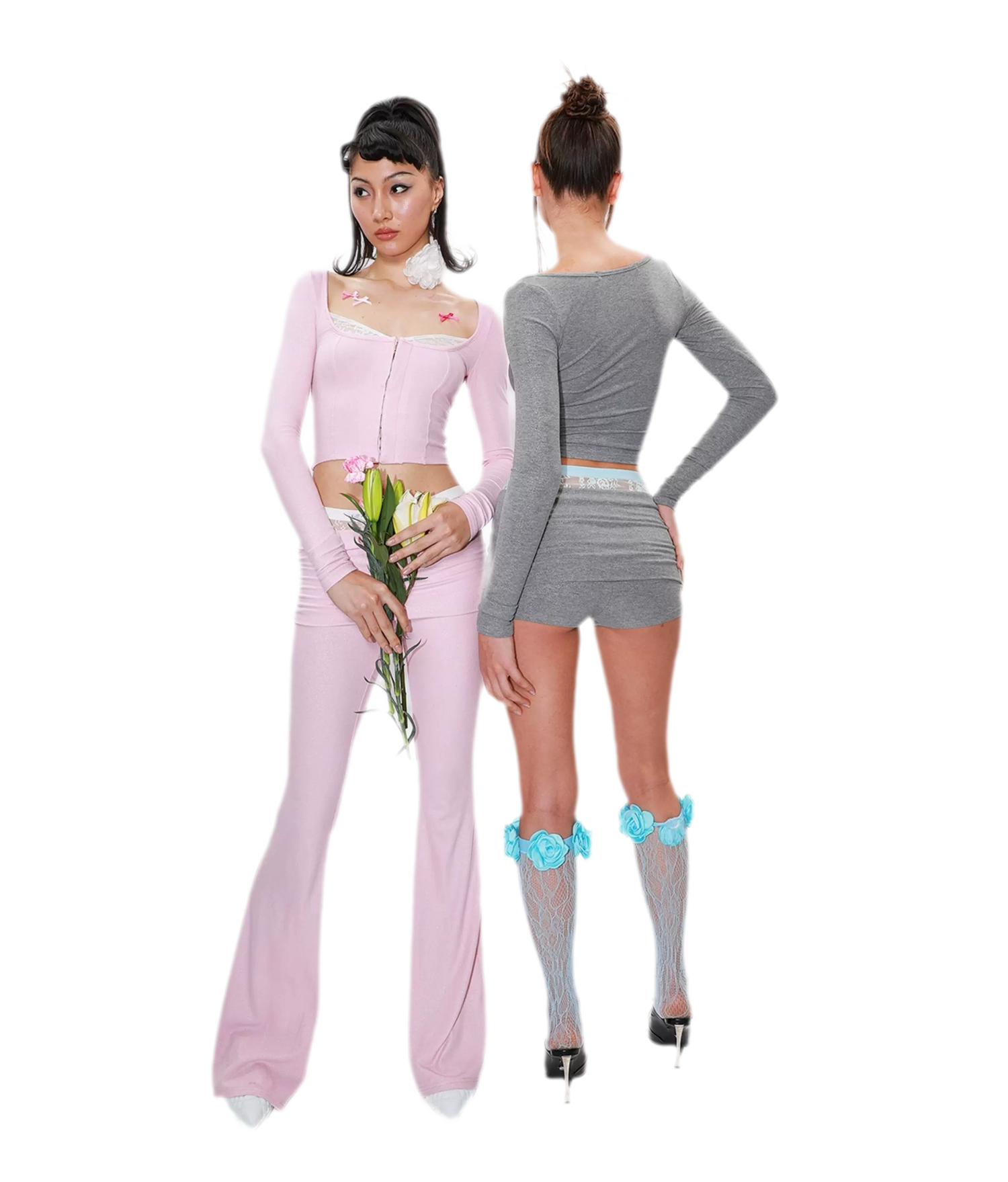 Lace Cutout Knit Set
