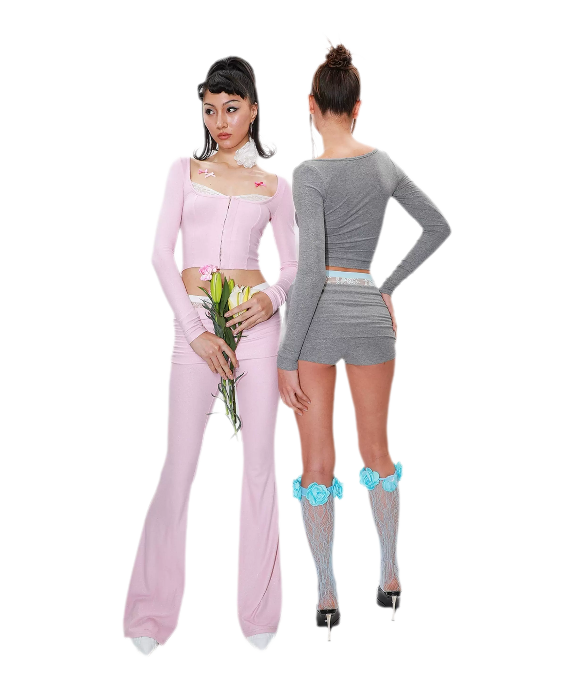 Lace Cutout Knit Set