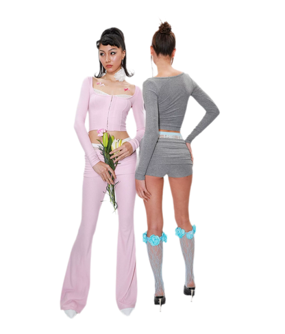Lace Cutout Knit Set