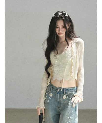 Lace Camisole Knit Set