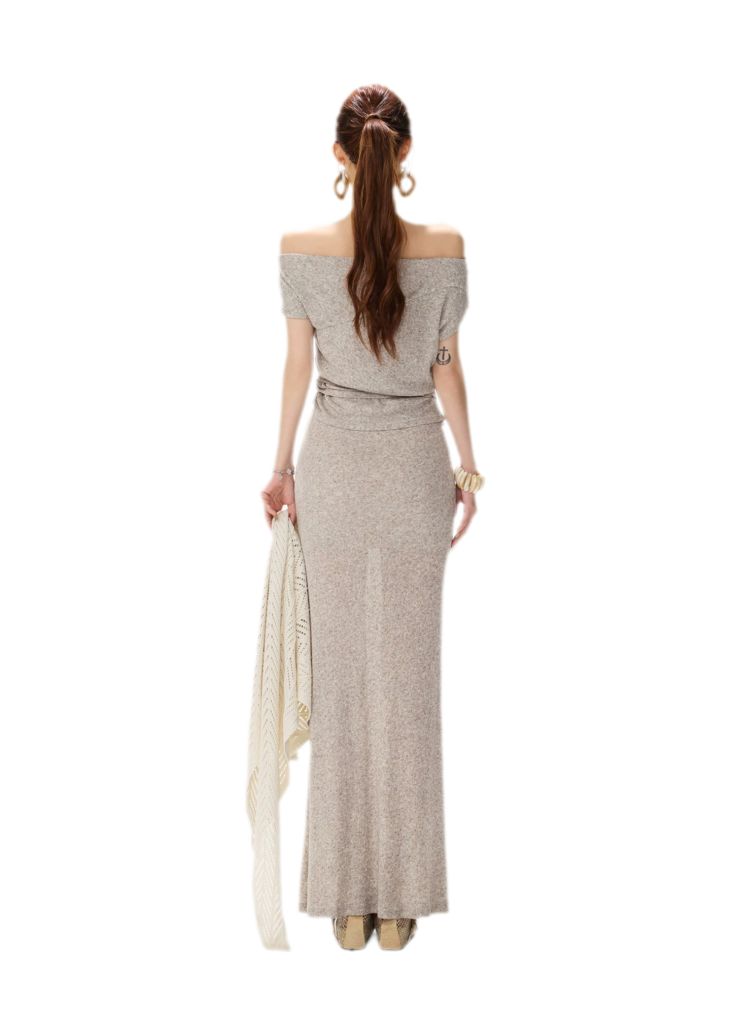 Melange Tie-Waist Skirt Set