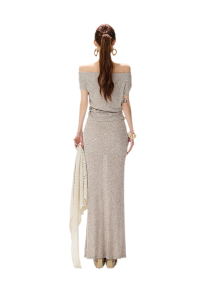 Melange Tie-Waist Skirt Set