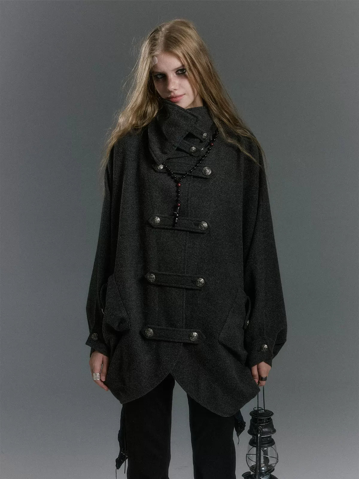 Double-Sided Batwing Wool Coat — Load image 8 in gallery view