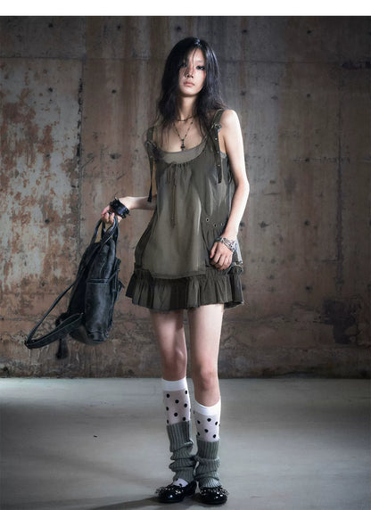Mesh Layered Strap Dress