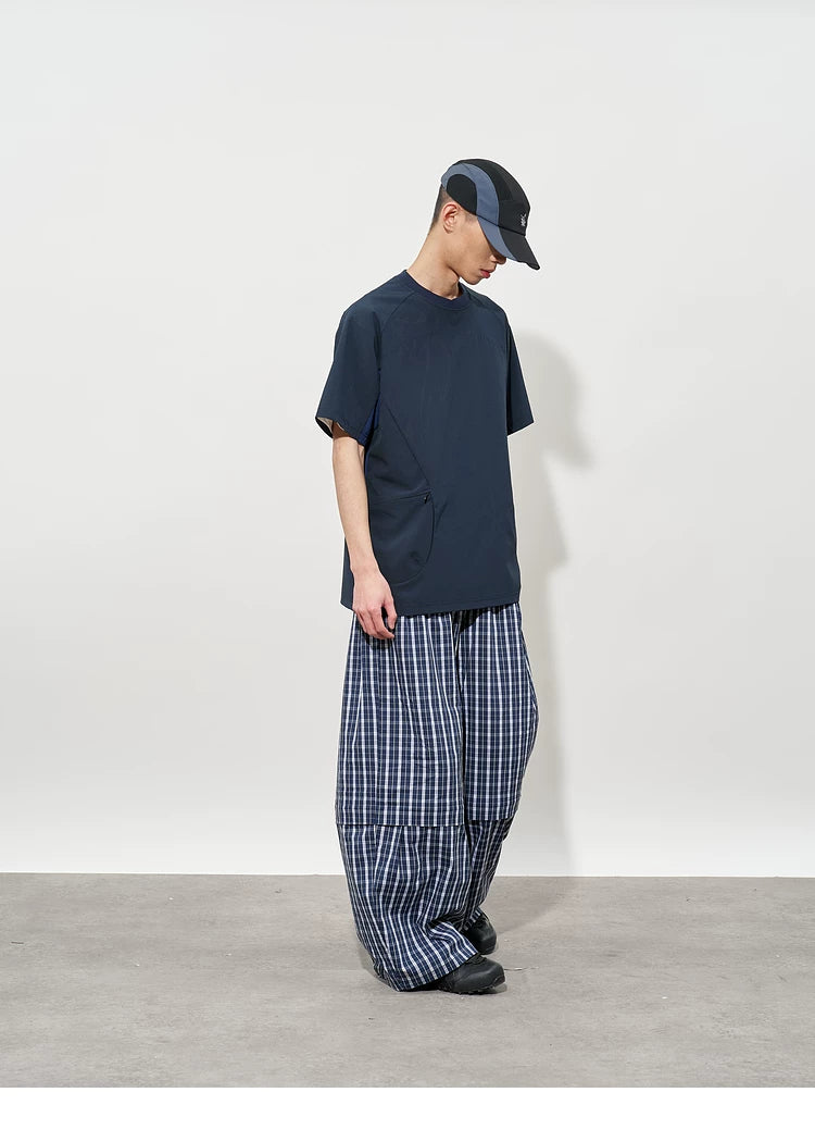 Detachable Check Straight-Leg Trousers