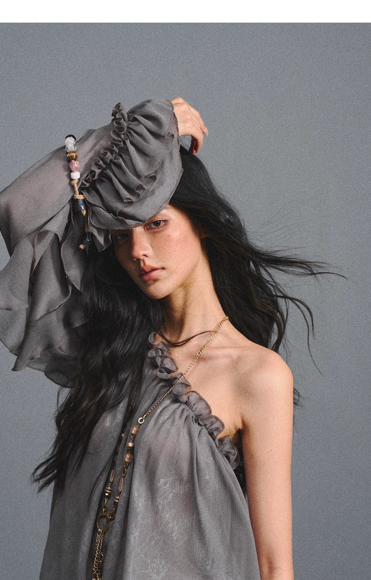 One-Shoulder Chiffon Blouse