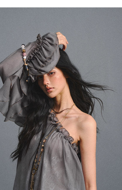One-Shoulder Chiffon Blouse
