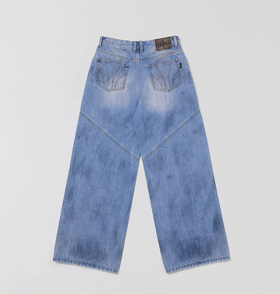 Cross Statue Desert Wide-Leg Jeans