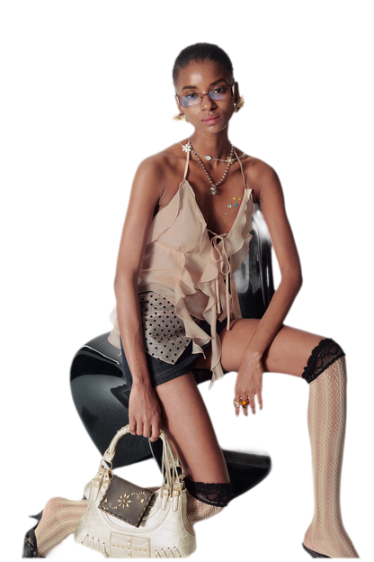 Silver-Stamp Backless Cami Top
