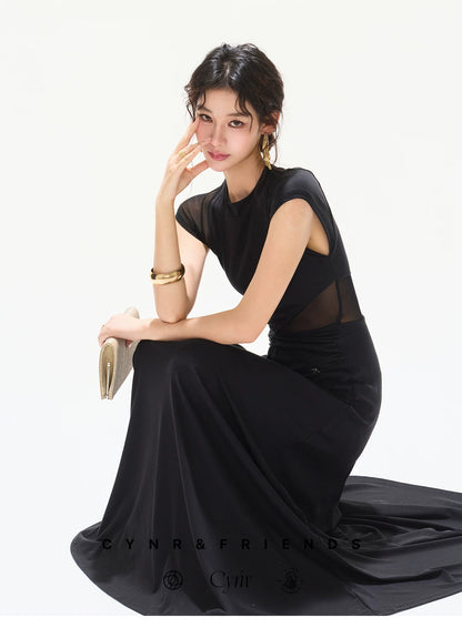Black Swan Prologue Knot Mesh Sleeve Waist Dress
