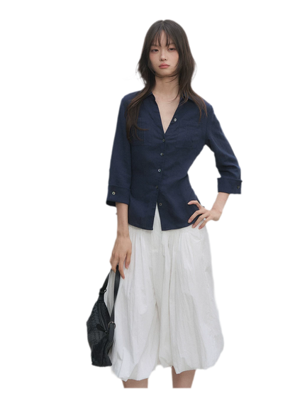 Tencel Linen Cinched Shirt
