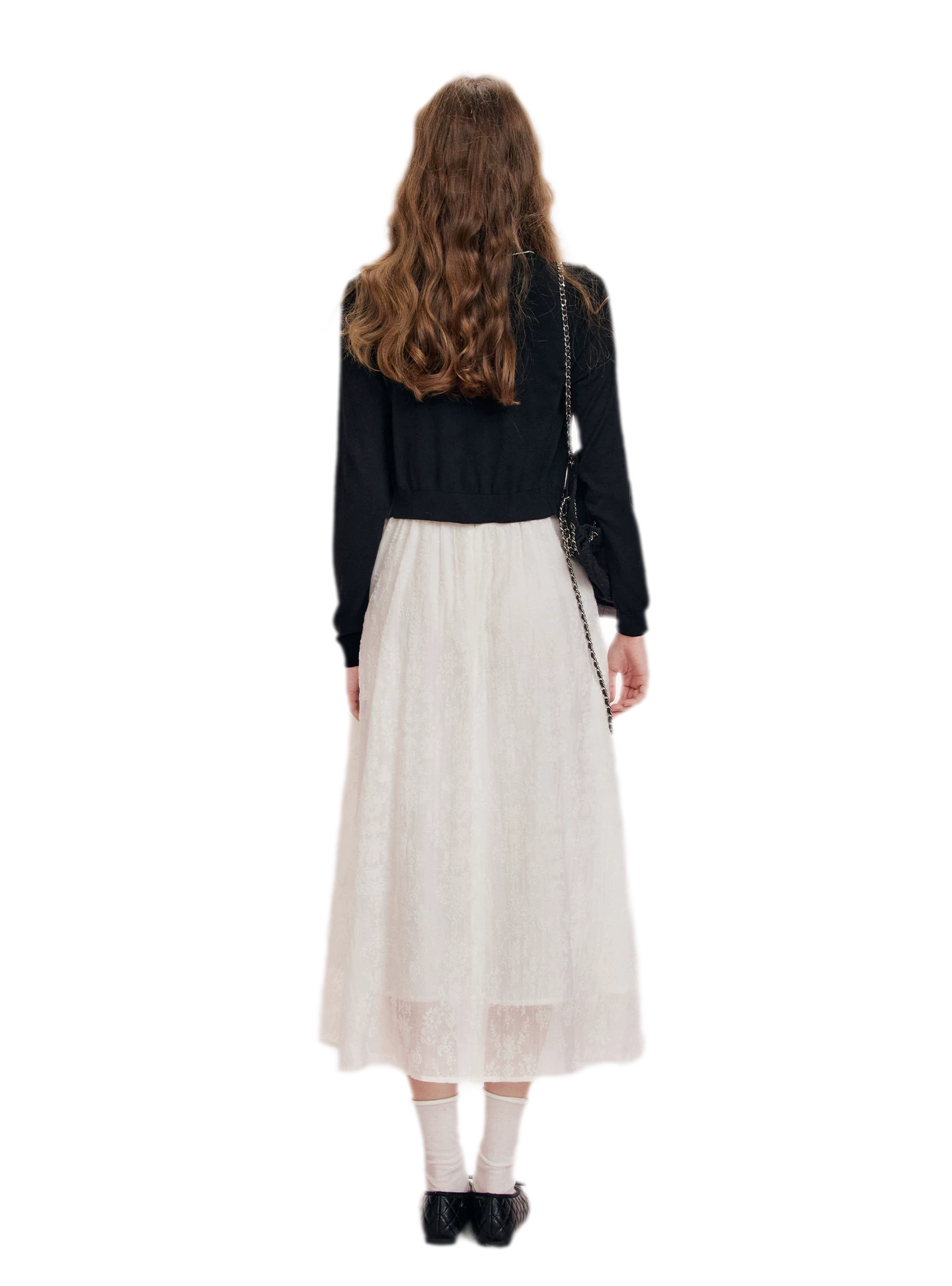 Flocked Bow Contrast Dress