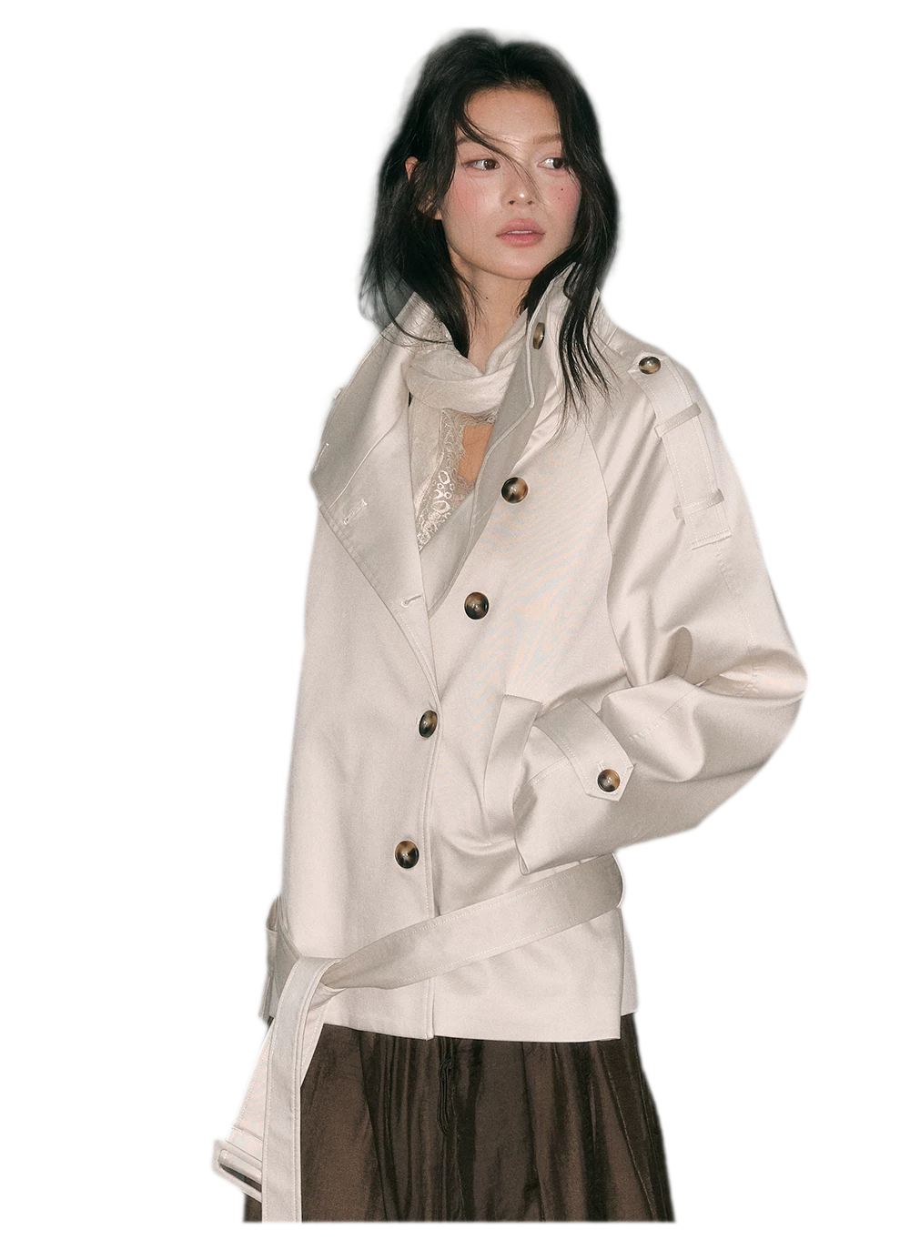 Trench coat in twill ad alta densità con cintura