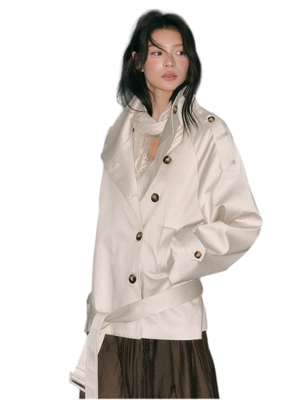 Trench coat in twill ad alta densità con cintura