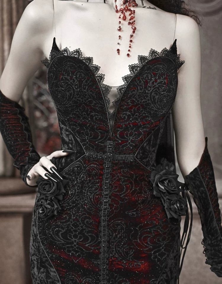 Velvet Gothic Mermaid Dress