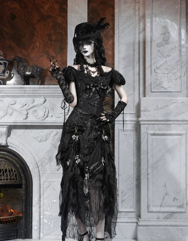 Gothic Bustle Train Skirt