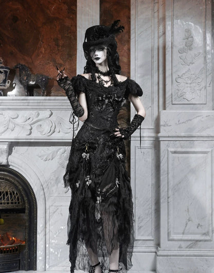 Gothic Bustle Train Skirt