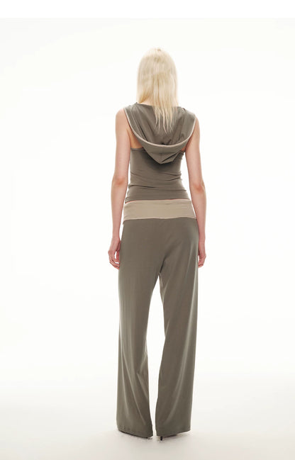 Tencel Knit Two-Piece Hoodie Vest &amp; Drawstring Pants