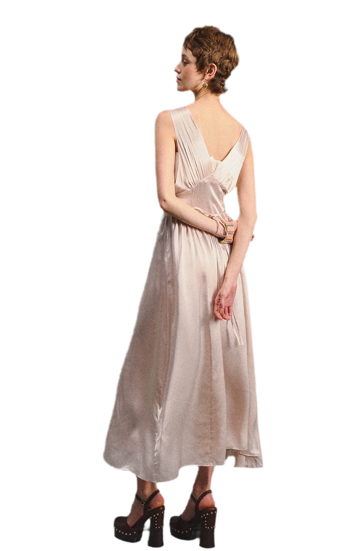 Lace Tie Satin Dress