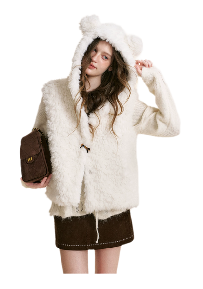 Bear Fleece Hooded Vest